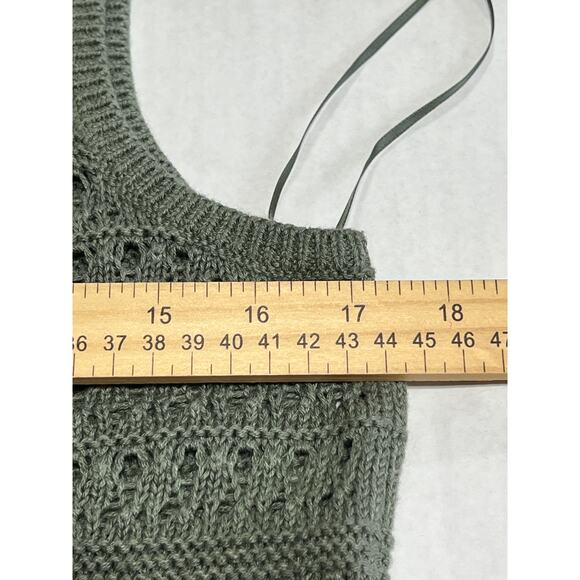 Old Navy Top Crochet Medium Open Knit Tank Norfolk Pine Green 100% Cotton New - Picture 12 of 12